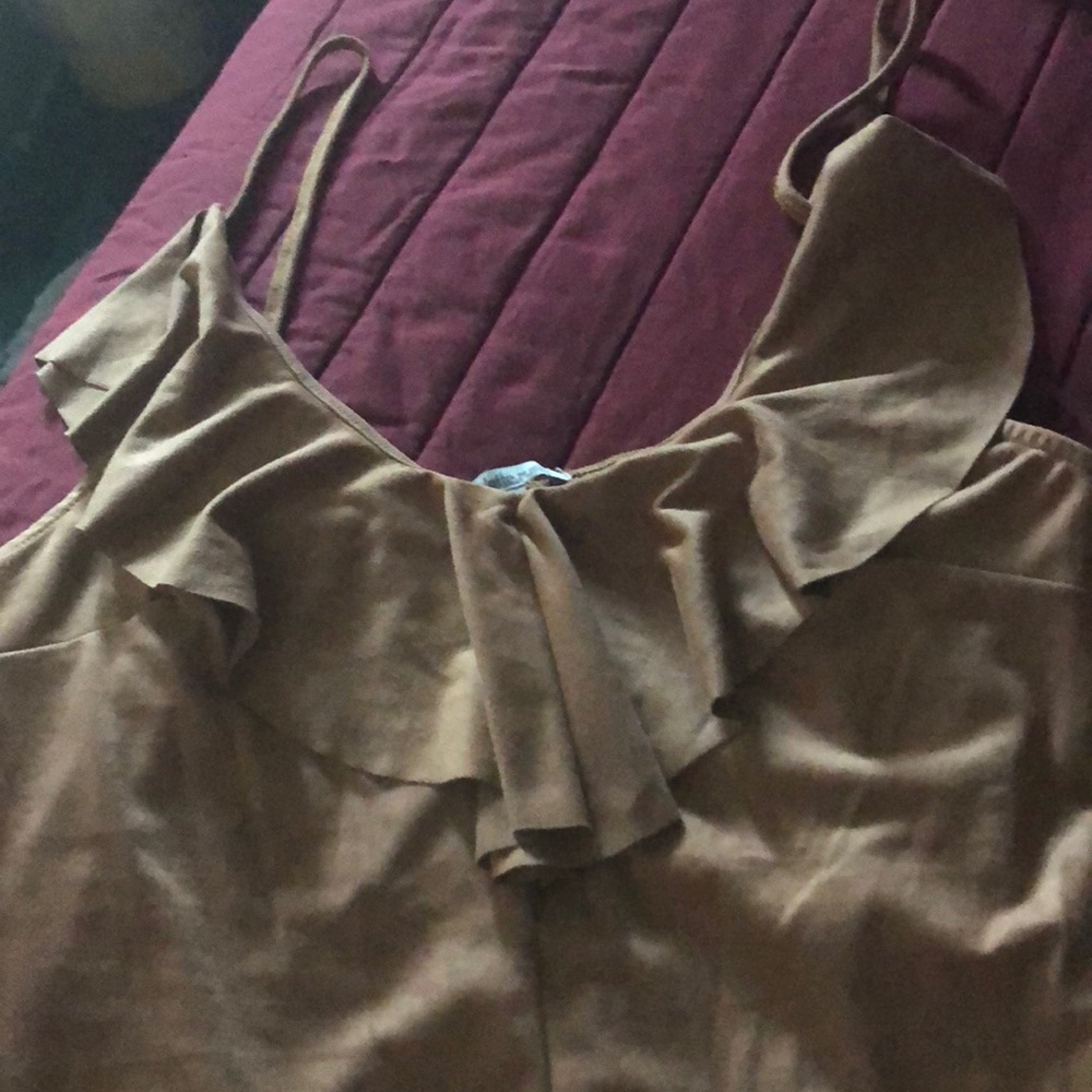 Ruffle suede bodysuit